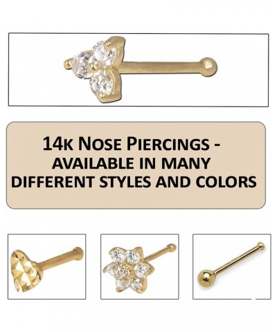 Solid 14K Yellow, White or Rose Gold 3-mm 20 Gauge 3-stone Cubic Zirconia Nose Stud Yellow Gold $20.01 Body Jewelry