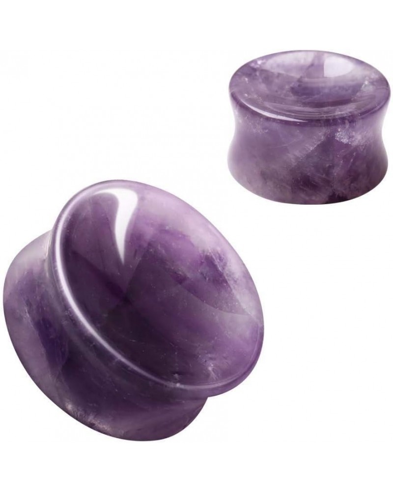 Natural Amethyst Concave Stone Saddle Plug 3/4 $13.51 Body Jewelry