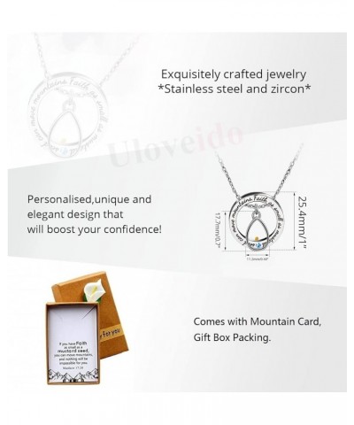 Christian Circle Ring Necklace Engraved Faith As Small As A Mustard Seed Can Move Mountains, with Gift Box Drop $8.25 Necklaces