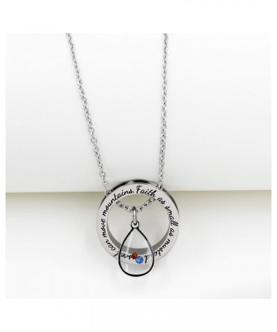 Christian Circle Ring Necklace Engraved Faith As Small As A Mustard Seed Can Move Mountains, with Gift Box Drop $8.25 Necklaces