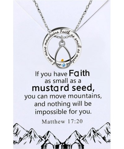 Christian Circle Ring Necklace Engraved Faith As Small As A Mustard Seed Can Move Mountains, with Gift Box Drop $8.25 Necklaces