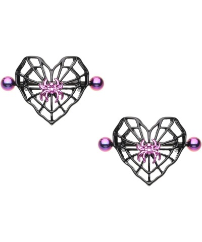 Nipple Ring Black Spiderweb Heart Nipple Shield 14g Spider $11.50 Body Jewelry