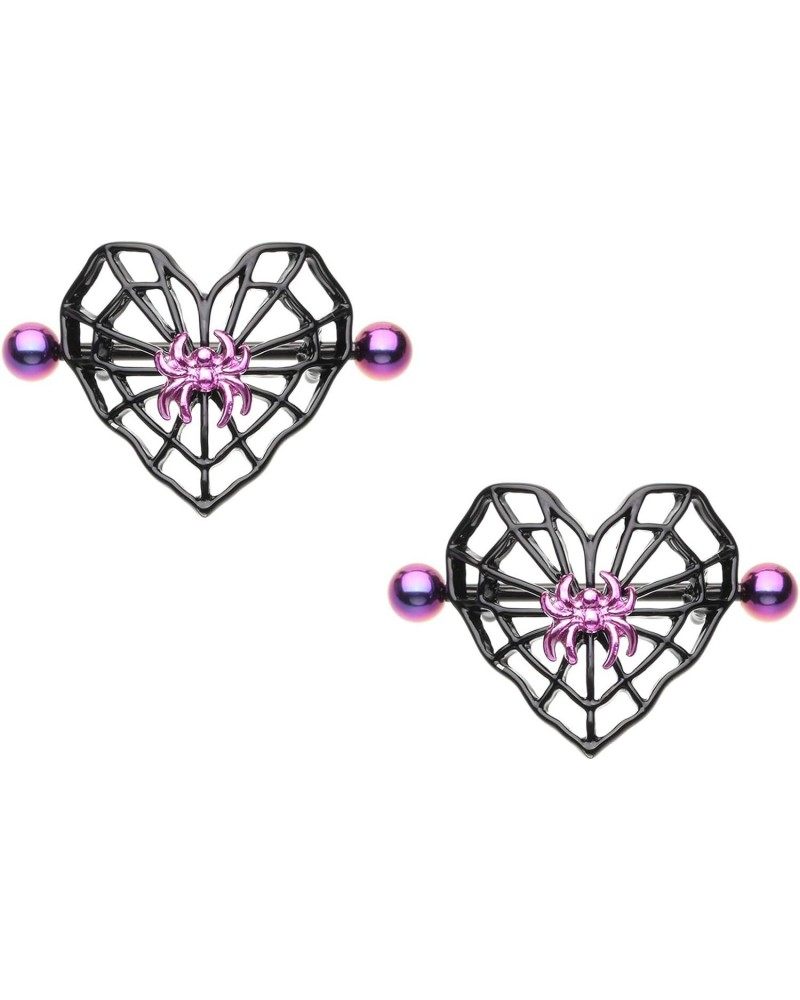 Nipple Ring Black Spiderweb Heart Nipple Shield 14g Spider $11.50 Body Jewelry