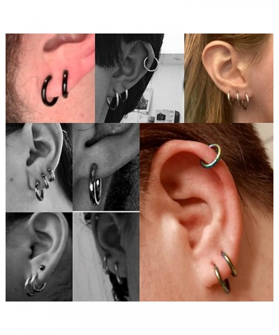 316L Surgical stainless steel hoop earrings 8mm/10mm/12mm Hypoallergenic Huggie Earrings Small Hoop Sliver Black Sleeper Earr...