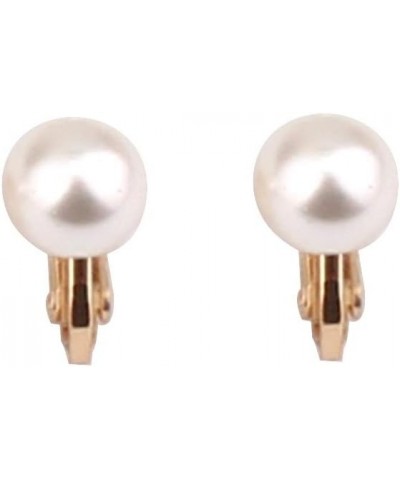 Briadl Wedding Clip Earrings No Pierced Silver/Gold Plated Charm Jewelry Pearl earrings 8mm screw gold white $8.74 Earrings