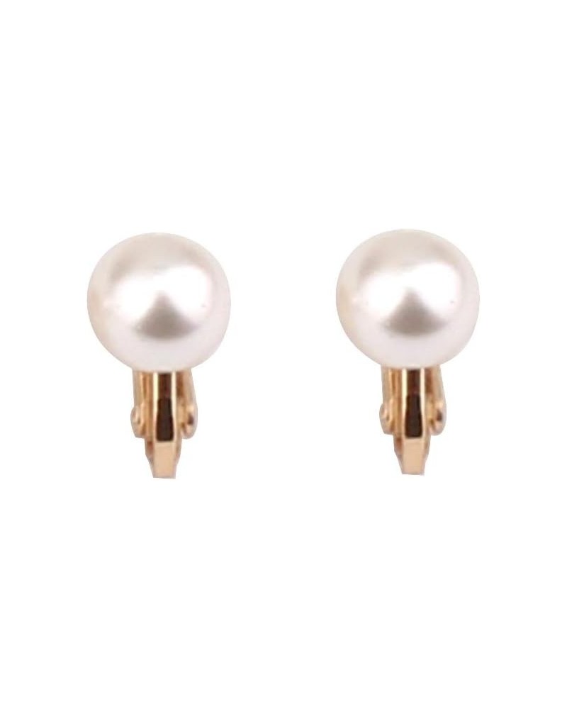 Briadl Wedding Clip Earrings No Pierced Silver/Gold Plated Charm Jewelry Pearl earrings 8mm screw gold white $8.74 Earrings