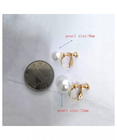 Briadl Wedding Clip Earrings No Pierced Silver/Gold Plated Charm Jewelry Pearl earrings 8mm screw gold white $8.74 Earrings