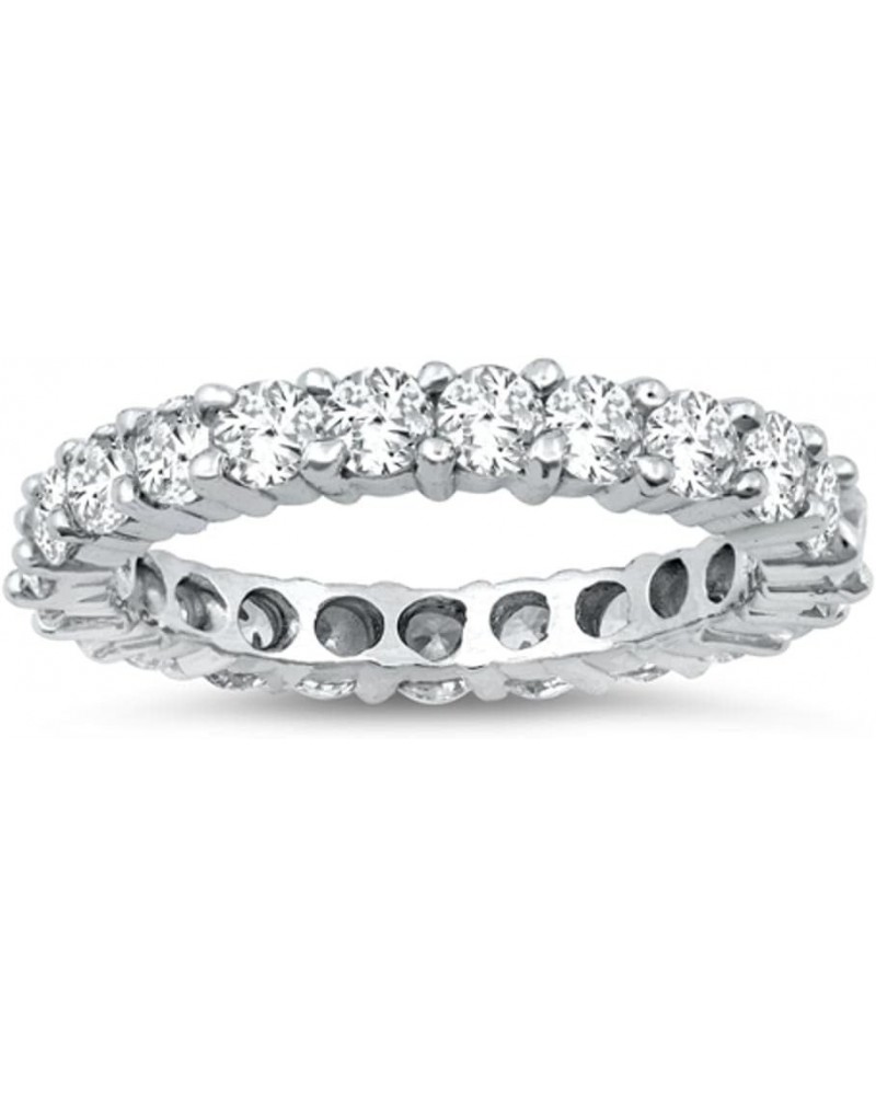 Sterling Silver Women's White CZ Eternity Wedding Ring 925 Band 4mm Sizes 4-10 $11.48 Rings