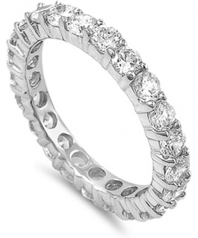 Sterling Silver Women's White CZ Eternity Wedding Ring 925 Band 4mm Sizes 4-10 $11.48 Rings