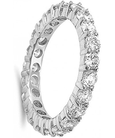 Sterling Silver Women's White CZ Eternity Wedding Ring 925 Band 4mm Sizes 4-10 $11.48 Rings