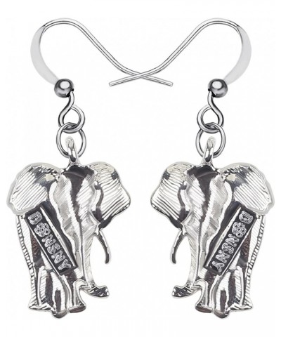 Enamel Alloy Jungle Elephant Earrings Dangle Stud French Clip Fashion Jewelry For Women Girls Charm Gift Purple $9.27 Earrings