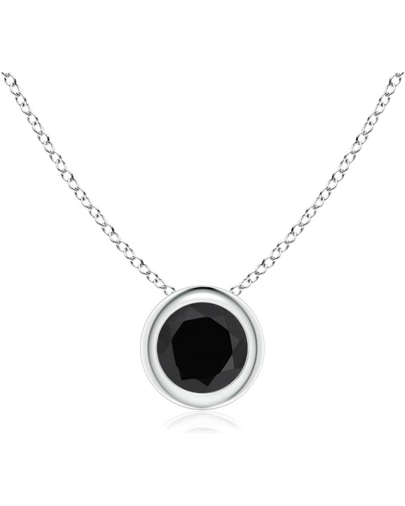 Natural Black Onyx Bezel-Set Round Solitaire Pendant In Sterling Silver / 14K Solid Gold/Platinum | Jewelry Gift For Her | Bi...