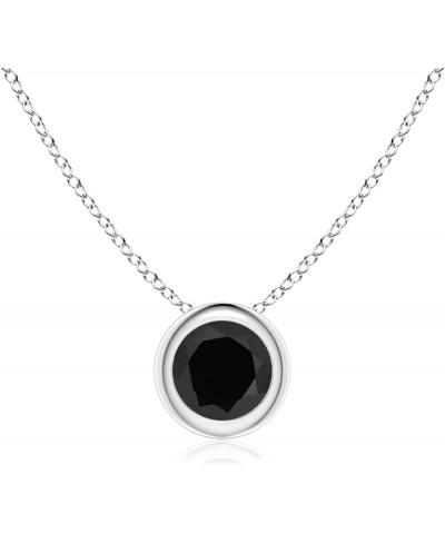 Natural Black Onyx Bezel-Set Round Solitaire Pendant In Sterling Silver / 14K Solid Gold/Platinum | Jewelry Gift For Her | Bi...