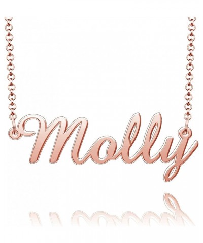 Sterling Silver Pendant Customized Plate Personalized Name Necklace Gift for Women Couple Molly Rose Gold $14.15 Necklaces