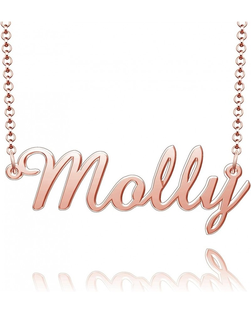 Sterling Silver Pendant Customized Plate Personalized Name Necklace Gift for Women Couple Molly Rose Gold $14.15 Necklaces