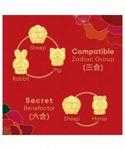 999 24K Solid Gold Mini Charm Chinese Zodiac Lovely Cute Animal Mini Charm Bracelet for Women Sheep $67.20 Bracelets