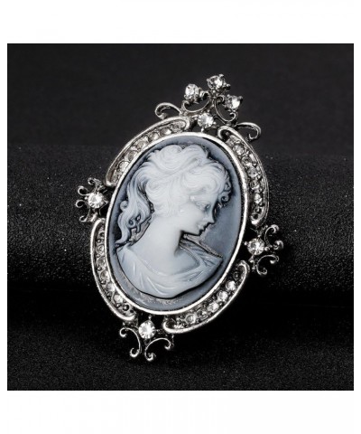 Victorian Black Velvet Lace Cameo Choker Gothic Lady Cameo Necklace&Brooch Pin Gift for Her Brooch 10-Silver $9.51 Necklaces