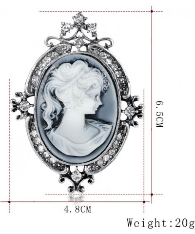 Victorian Black Velvet Lace Cameo Choker Gothic Lady Cameo Necklace&Brooch Pin Gift for Her Brooch 10-Silver $9.51 Necklaces