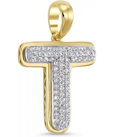 14k Yellow Gold Plated 925 Sterling Silver Cubic Zirconia Bubble Initial Pendant 0.75 Inches T $16.63 Necklaces