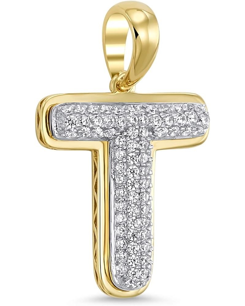 14k Yellow Gold Plated 925 Sterling Silver Cubic Zirconia Bubble Initial Pendant 0.75 Inches T $16.63 Necklaces