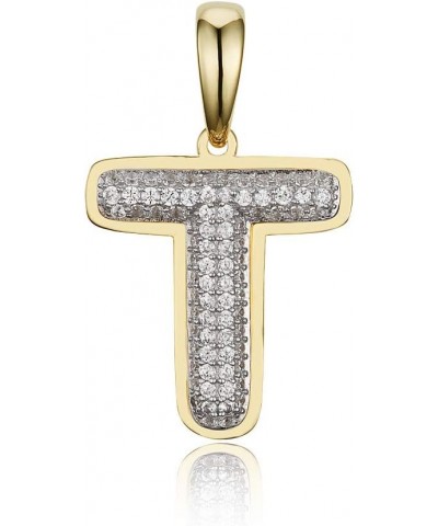 14k Yellow Gold Plated 925 Sterling Silver Cubic Zirconia Bubble Initial Pendant 0.75 Inches T $16.63 Necklaces