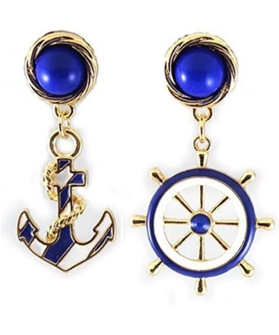 Vintage Anchor Sailor Earrings Jewelry for Women - Asymmetric Geometry Fashion Dangle Earrings (blue) $8.39 Earrings