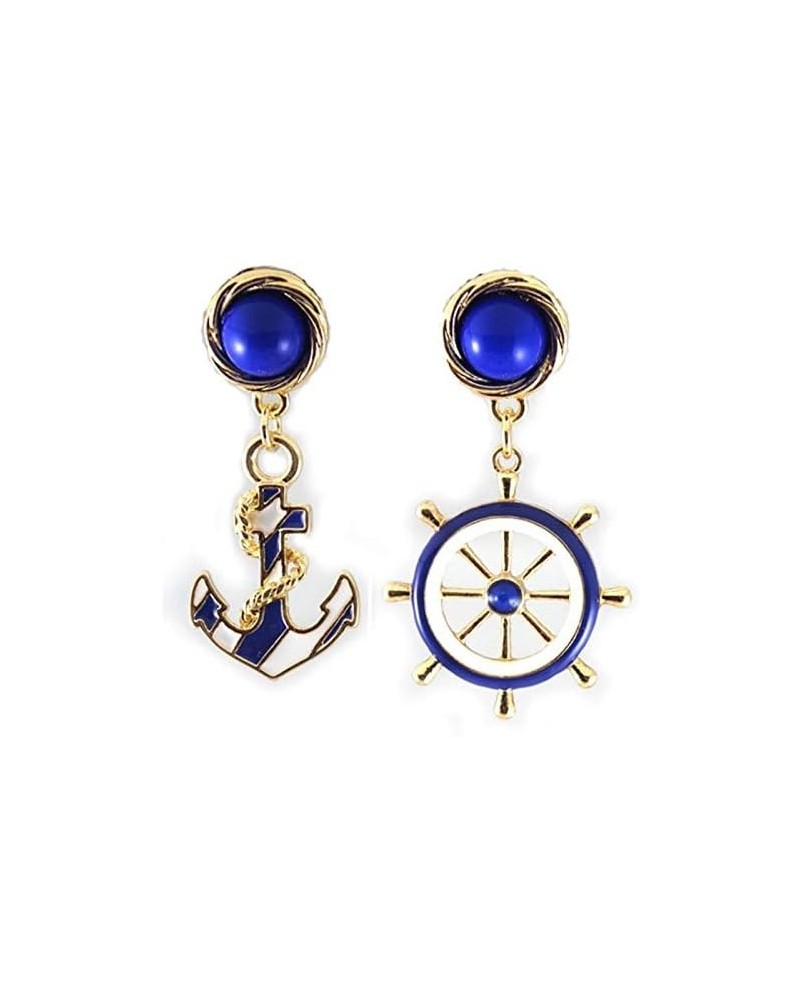 Vintage Anchor Sailor Earrings Jewelry for Women - Asymmetric Geometry Fashion Dangle Earrings (blue) $8.39 Earrings