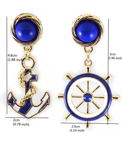 Vintage Anchor Sailor Earrings Jewelry for Women - Asymmetric Geometry Fashion Dangle Earrings (blue) $8.39 Earrings