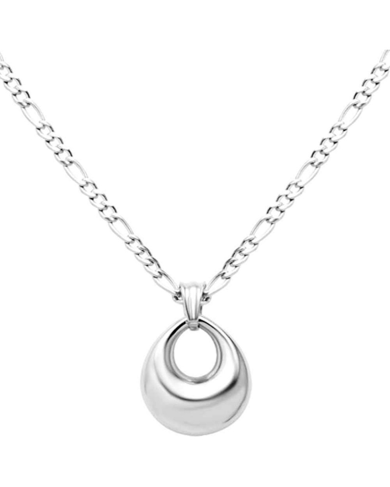 Stainless Steel Water Drop Style Classical Plain Pendant Figaro Chain Necklace Silver $7.27 Necklaces