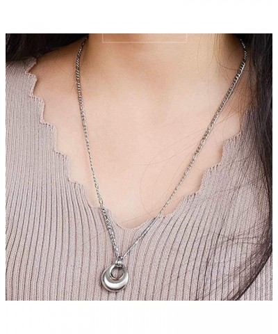 Stainless Steel Water Drop Style Classical Plain Pendant Figaro Chain Necklace Silver $7.27 Necklaces