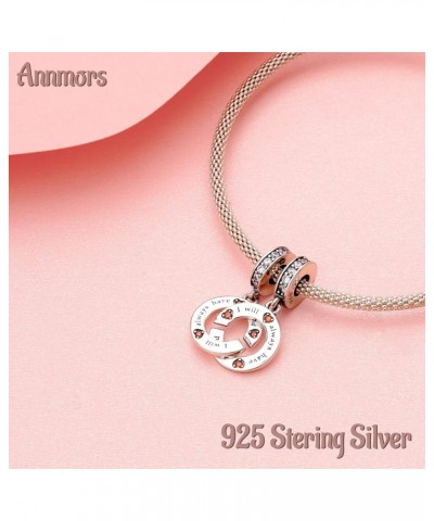 925 Sterling Silver Charms Mom Family Love 5A Cubic Zirconia fit European Bracelets Charms,Christmas Mother's Day Gift for Wo...