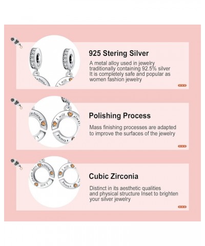 925 Sterling Silver Charms Mom Family Love 5A Cubic Zirconia fit European Bracelets Charms,Christmas Mother's Day Gift for Wo...