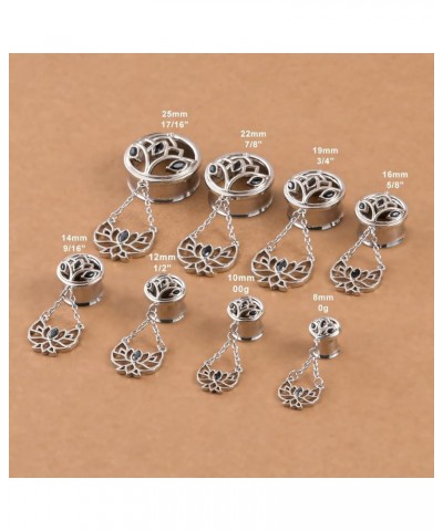 1 Pair Lotus Dangle Ear Gauges Yoga Piercing Jewelry Stainless Steel Flower Ear Hangers Plugs Tunnels Ear Stretchers Earrings...