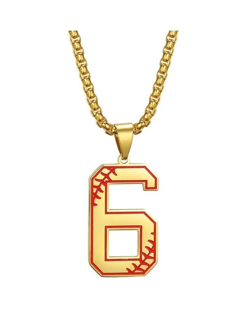 Inspiration Baseball Jersey Number 0-9 Necklace Silver/Gold/Black Stainless Steel Charms Number Pendant for Women Men Gold-6 ...