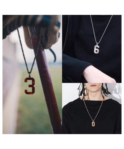 Inspiration Baseball Jersey Number 0-9 Necklace Silver/Gold/Black Stainless Steel Charms Number Pendant for Women Men Gold-6 ...