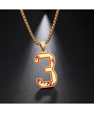 Inspiration Baseball Jersey Number 0-9 Necklace Silver/Gold/Black Stainless Steel Charms Number Pendant for Women Men Gold-6 ...