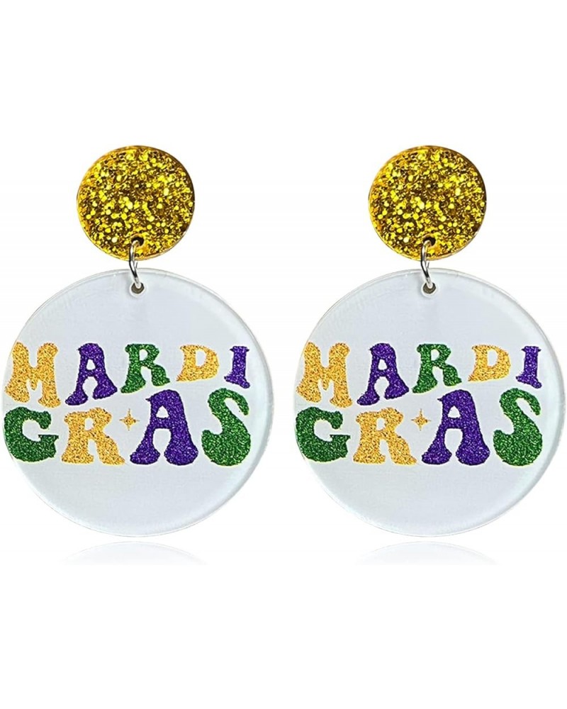 Mardi Gras Earrings for Women Carnival Cosplay Party Jewelry Gifts Acrylic Mardi Gras Drop Dangle Earrings Mardi Gras Jewelry...