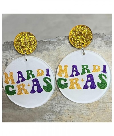 Mardi Gras Earrings for Women Carnival Cosplay Party Jewelry Gifts Acrylic Mardi Gras Drop Dangle Earrings Mardi Gras Jewelry...