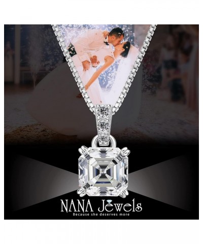 Asscher Cut CZ Simulated Diamond Solitaire Necklace Sterling Silver 8mm-3.00ct rose gold plated $24.27 Necklaces