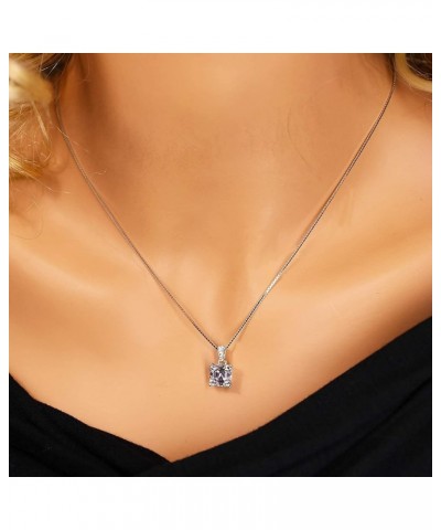 Asscher Cut CZ Simulated Diamond Solitaire Necklace Sterling Silver 8mm-3.00ct rose gold plated $24.27 Necklaces