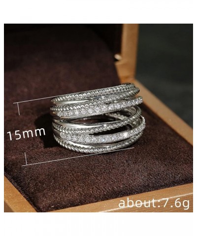 925 Sterling Silver Cross Rings Diamond Ring Cubic Zirconia Rings Fashionable Multi-Ring Combination of Two Colors CZ Diamond...