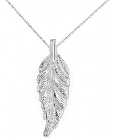 925 Sterling Silver Bohemia Leaf Feather Pendant Necklace 20.0 Inches $10.50 Necklaces