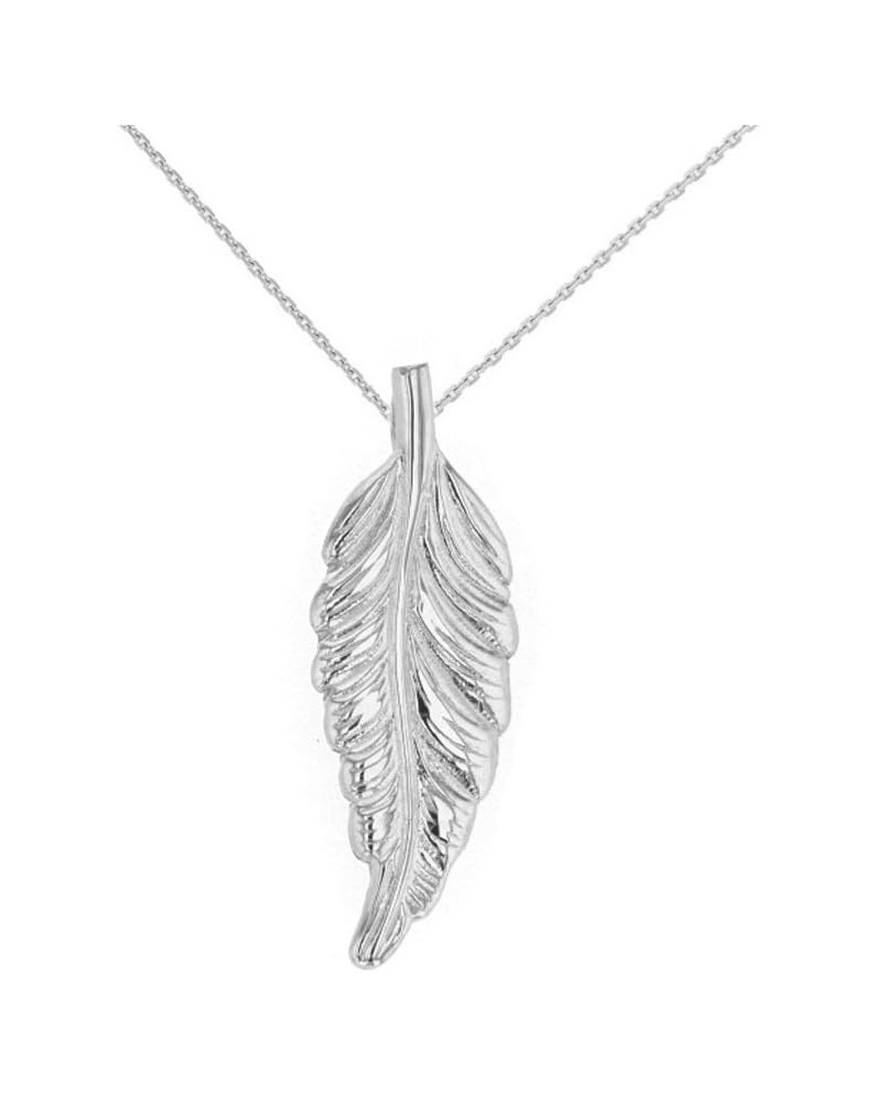 925 Sterling Silver Bohemia Leaf Feather Pendant Necklace 20.0 Inches $10.50 Necklaces