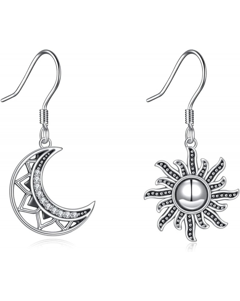 Sun and Moon Dangle Earrings for Women Girls Sterling Silver Crescent Moon Boho Wiccan Jewelry Gift Sun and Moon $10.75 Earrings