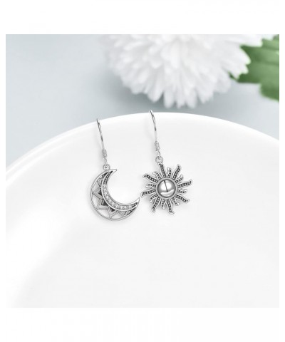 Sun and Moon Dangle Earrings for Women Girls Sterling Silver Crescent Moon Boho Wiccan Jewelry Gift Sun and Moon $10.75 Earrings