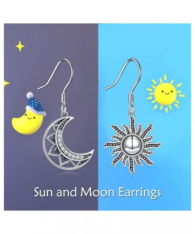 Sun and Moon Dangle Earrings for Women Girls Sterling Silver Crescent Moon Boho Wiccan Jewelry Gift Sun and Moon $10.75 Earrings