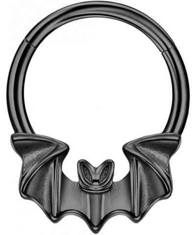 Surgical Steel Halloween Septum Rings 16g 10mm Bat Septum Piercing Black/Silver Black $10.79 Body Jewelry