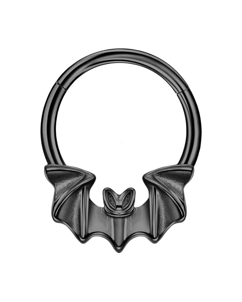 Surgical Steel Halloween Septum Rings 16g 10mm Bat Septum Piercing Black/Silver Black $10.79 Body Jewelry