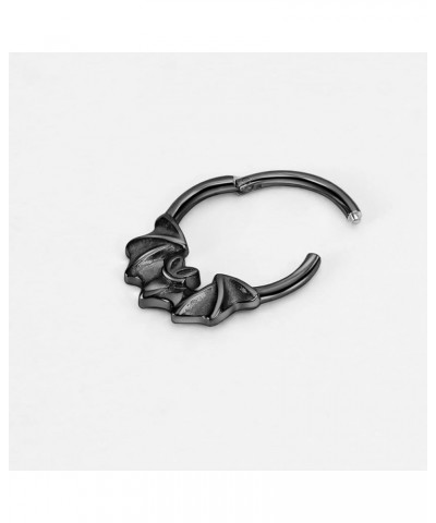 Surgical Steel Halloween Septum Rings 16g 10mm Bat Septum Piercing Black/Silver Black $10.79 Body Jewelry