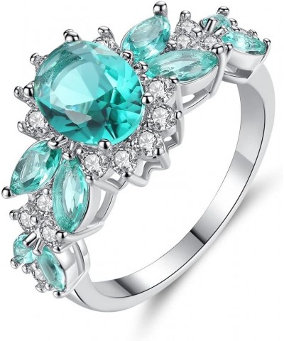 925 Sterling Silver Plated Created Sapphire Quartz&Topaz Cluster Women Band Ring Green-2 US9 $3.84 Rings